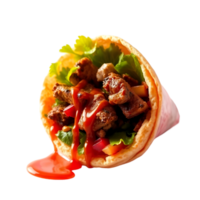 Flavorful Chicken Wrap, Loaded with Fresh Veggies and Sauce png