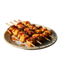 BBQ Chicken Skewers, Garnished with Cilantro, Delicious Meal png