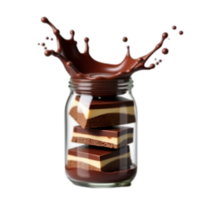 Tempting Jar of Chocolate Treats with Dynamic Splash png