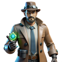 wonderful creative 3D Render Mysterious Detective Character premium png