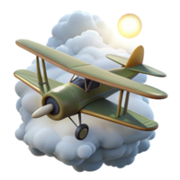 beautiful artistic 3D Render Biplane in Clouds 4K png