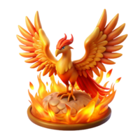 elegant rustic 3D Render of Mythical Phoenix Bird in Flames professional png