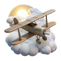 stunning rustic 3D Render Biplane in Clouds Sunset genuine png