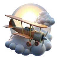 magnificent modern 3D Render Biplane in Clouds Illustration original png