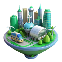 magnificent abstract Eco Friendly City 3D Illustration high resolution png