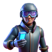 wonderful minimalist 3D Render of Futuristic Soldier with Device high resolution png
