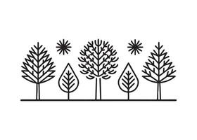 Minimalist Tree Line Art pro vector