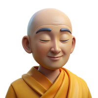 serene minimalist extraordinary traditional Portrait of a serene Buddhist monk in saffron robes, his eyes closed in meditation, soft, even lighting, original authentic png