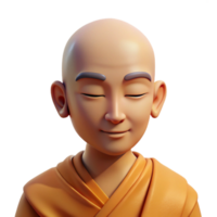 beautiful artistic dramatic classic Portrait of a serene Buddhist monk in saffron robes, his eyes closed in meditation, soft, even lighting, exclusive high quality png