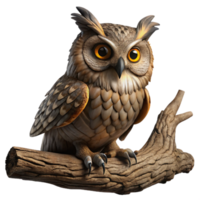 serene minimalist dramatic artistic A wise old owl perched on an ancient, gnarled oak branch, Rembrandt lighting, dark and moody atmosphere, highly detailed feathers and bark original 4K png