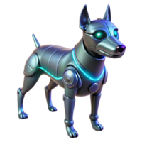 vibrant rustic vibrant vintage A futuristic robotic dog with glowing eyes, cyberpunk style, neon lighting, metallic textures high resolution genuine png