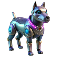 elegant rustic elegant minimalist A futuristic robotic dog with glowing eyes, cyberpunk style, neon lighting, metallic textures genuine premium png