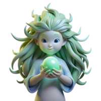 magnificent rustic stunning contemporary A serene forest spirit with flowing, bioluminescent hair, cradling a glowing orb, soft, ambient lighting, ethereal style high resolution high quality png