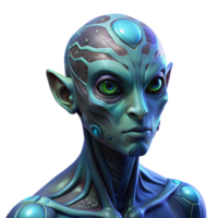elegant creative dramatic modern Portrait of an alien being with bioluminescent skin, intricate patterns, and multiple eyes, dark and mysterious lighting, surreal style, original detailed png