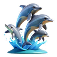 extraordinary creative beautiful modern A group of dolphins leaping out of the ocean, dynamic lighting, action photography style high resolution high resolution png