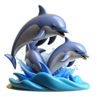 wonderful traditional wonderful modern A group of dolphins leaping out of the ocean, dynamic lighting, action photography style original authentic png