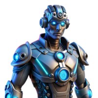 elegante rústico elegante criativo uma steampunk cyborg com intrincado mecânico aumentos, brilhando azul circuitos, Sombrio e temperamental iluminação, cyberpunk influências genuíno profissional png