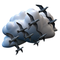 beautiful minimalist elegant artistic A flock of birds flying in formation against a cloudy sky, silhouette, dramatic lighting high quality original png