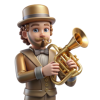 extraordinary abstract impressive artistic A steampunk musician playing a brass instrument with intricate clockwork mechanisms, soft stage lighting, Art Nouveau inspired high quality genuine png