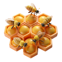 wonderful artistic serene contemporary A swarm of honeybees buzzing around a honeycomb, macro photography, warm golden light, realistic style professional professional png
