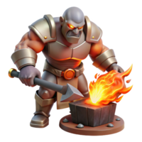 beautiful vintage wonderful rustic A powerful cyclops forging a weapon, fiery and dramatic lighting, fantasy art style high quality genuine png