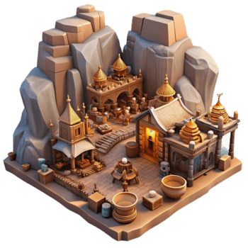 deslumbrante contemporâneo vibrante contemporâneo uma movimentado Mercado dentro uma anão cidade esculpido para dentro uma montanha, caloroso iluminação, fantasia realismo estilo, intrincado esculturas Alto resolução 4k png