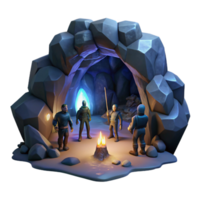 impressive creative vibrant minimalist A mischievous goblin hiding in a dark cave, eerie and shadowy lighting, fantasy art style original genuine png