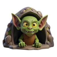 vibrant modern magnificent abstract A mischievous goblin hiding in a dark cave, eerie and shadowy lighting, fantasy art style original detailed png