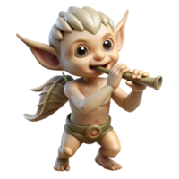 stunning traditional extraordinary vintage A mischievous pixie playing a flute carved from bone, soft lighting, whimsical style, detailed features high resolution genuine png