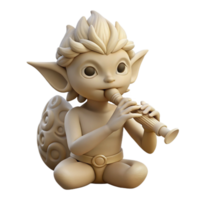 extraordinary artistic wonderful minimalist A mischievous pixie playing a flute carved from bone, soft lighting, whimsical style, detailed features professional professional png