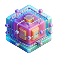 dramatic classic vibrant abstract A transparent quantum computer processing information, complex geometric shapes forming and dissolving within, vibrant neon colors, abstract style detailed premium png