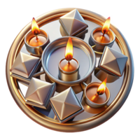 magnificent creative impressive creative A kaleidoscope of fragmented mirrors reflecting distorted realities, illuminated by a flickering candlelight, in a surrealist style detailed genuine png