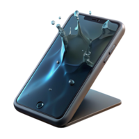 elegant contemporary wonderful artistic A broken smartphone submerged in water, screen cracked and distorted, dark and eerie lighting, surreal style 4K 4K png