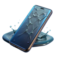 beautiful classic stunning traditional A broken smartphone submerged in water, screen cracked and distorted, dark and eerie lighting, surreal style premium exclusive png