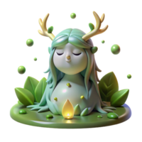 extraordinary minimalist impressive modern A serene forest spirit, formed from flowing water and leaves, surrounded by glowing fireflies, soft, diffused light. Pre-Raphaelite style 4K authentic png