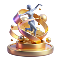 serene traditional dramatic modern A dynamic, abstract representation of a dance, visualized as flowing ribbons and swirling particles, illuminated by stage lights, in an Art Deco style original 4K png