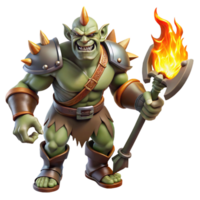 vibrante rústico magnífico abstrato uma feroz orc chefe empunhando uma flamejante Machado de batalha, dramático claro-escuro iluminação, franco frazeta estilo genuíno 4k png