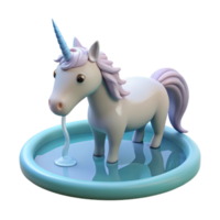 wonderful abstract vibrant minimalist A serene unicorn drinking from a crystal-clear pond, soft morning light, hyperrealistic style professional 4K png