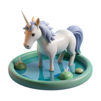 stunning artistic beautiful traditional A serene unicorn drinking from a crystal-clear pond, soft morning light, hyperrealistic style 4K 4K png