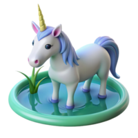 dramatic rustic vibrant artistic A serene unicorn drinking from a crystal-clear pond, soft morning light, hyperrealistic style original high resolution png