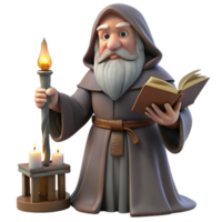 magnificent creative dramatic classic A wise old wizard casting a spell in a dusty library, candlelight, Rembrandt style authentic professional png