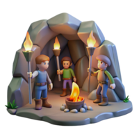 vibrant rustic vibrant modern A group of adventurers exploring a hidden cave, torchlight, cinematic style high resolution premium png