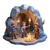extraordinary rustic serene rustic A group of adventurers exploring a hidden cave, torchlight, cinematic style genuine original png