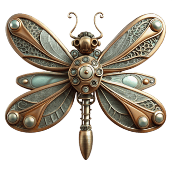 lindo criativo vibrante criativo uma delicado steampunk libélula trabalhada a partir de engrenagens e filigrana, suave difuso iluminação, etéreo estilo Prêmio exclusivo png