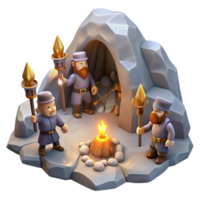 impressive minimalist beautiful traditional A group of dwarves mining for gems in a mountain cave, torchlight, fantasy realism style original detailed png