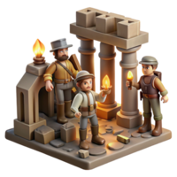 beautiful abstract dramatic traditional A group of dwarves mining for gems in a mountain cave, torchlight, fantasy realism style 4K high quality png