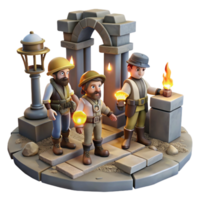 dramatic modern dramatic minimalist A group of dwarves mining for gems in a mountain cave, torchlight, fantasy realism style exclusive authentic png