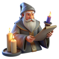 extraordinary contemporary beautiful creative A wise old wizard studying a ancient scroll in his tower, candlelight, fantasy art style genuine high resolution png