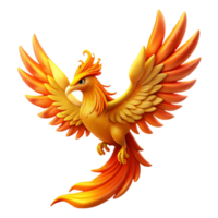 beautiful classic wonderful abstract A majestic phoenix flying through a fiery sky, vibrant orange and gold flames, fantasy art style original authentic png