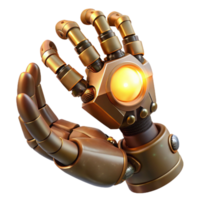 beautiful modern magnificent contemporary A steampunk robotic hand, delicately holding a glowing orb, illuminated by a single spotlight professional high quality png